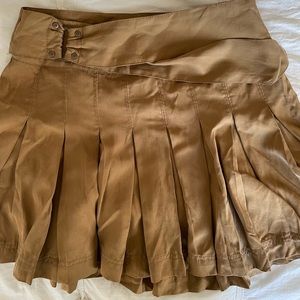 Dark Tan Free People Pleated Mini Skirt